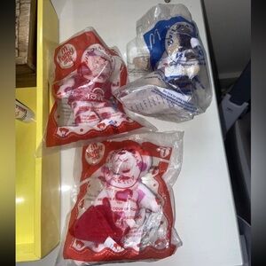 2006 2007 Build A Bear McDonalds Happy Meal Toys - 2 Hearts Teddy & 1 Monkey